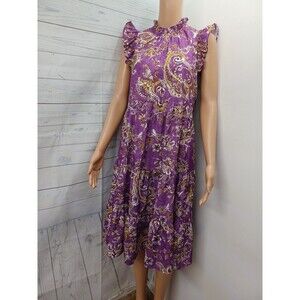 Pinch Anthropologie Dress Sz S Purple Floral Sleeveless Tiered